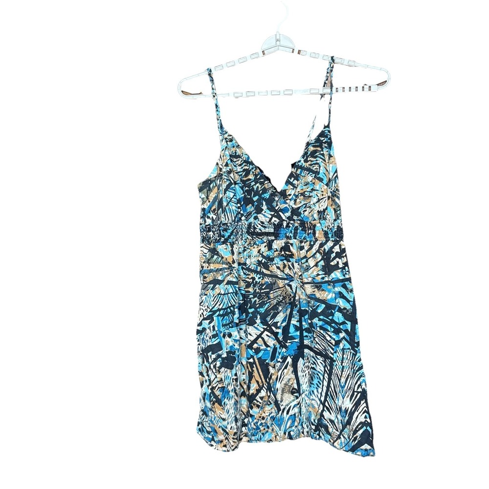 Lane Bryant Babydoll Sundress Women 18 Blue Earthy Abstract Festival Boho Resort